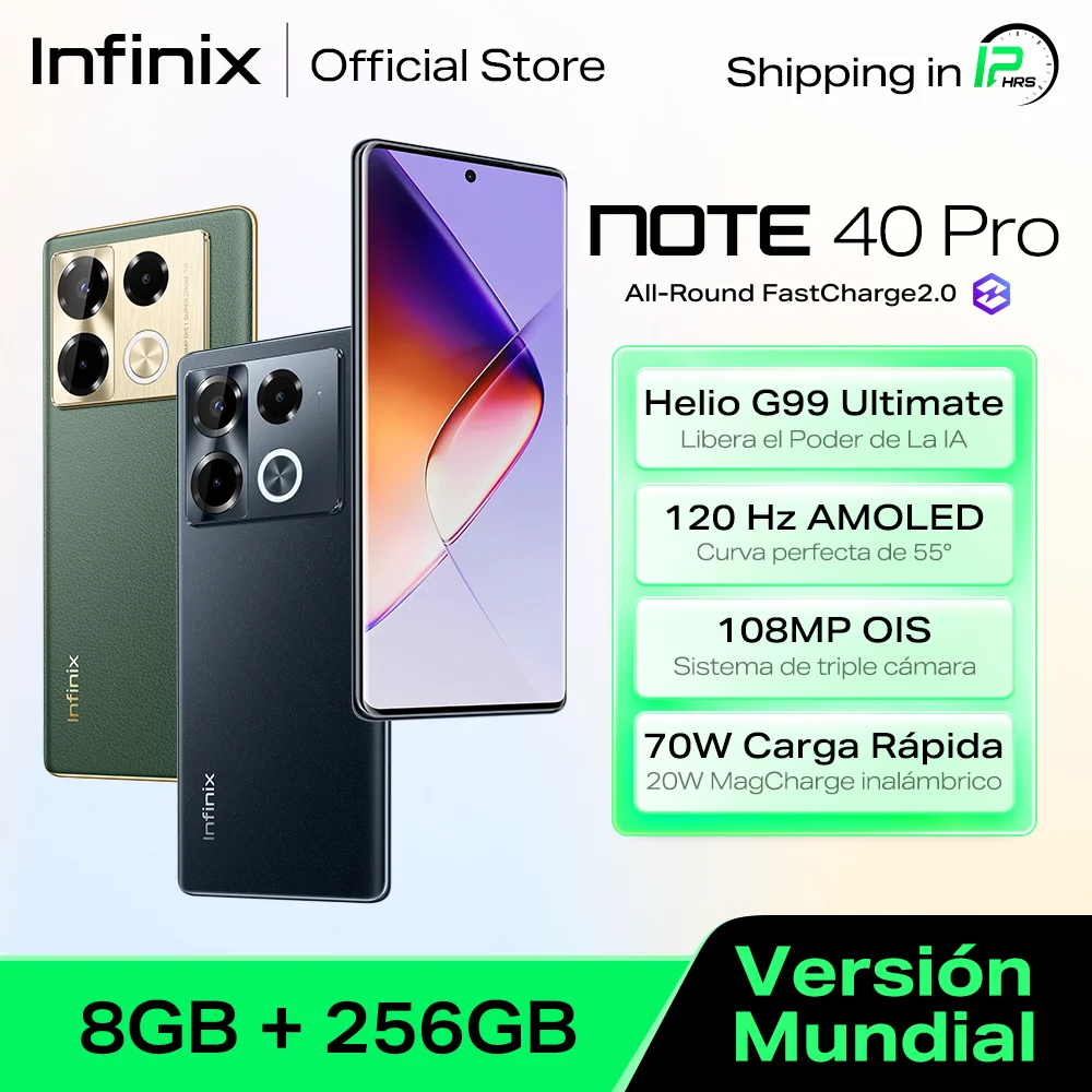 infinix Note 40 Pro 4G NFC Smartphone 3D-Curved 120Hz AMOLED Display Smart Cellphone 108MP Camera Android Mobile Cell Phone