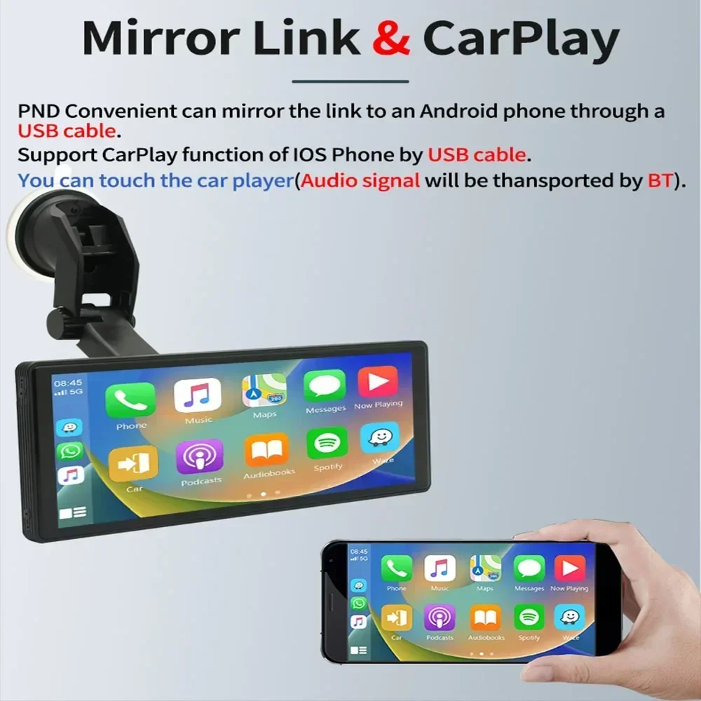 Universal 10.1” Screen Car Radio Multimedia WIFI Video Player Wireless Carplay Screen for Apple Or Android