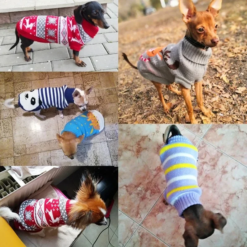 Pet Sweaters Autumn Winter Warm Cat Clothes Cartoon Print Knitting Sweater Puppy Clothing Small Dogs Costume Coat Wholesale