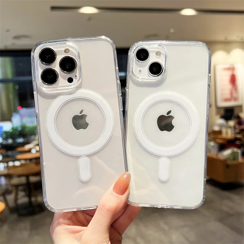 Phone Clear Case for Magsafe Mag Safe iPhone 15 Pro Max 14 Plus 13 Mini 12 11 X XS XR SE 2022 2020 15Pro 14Pro Cover Accessories