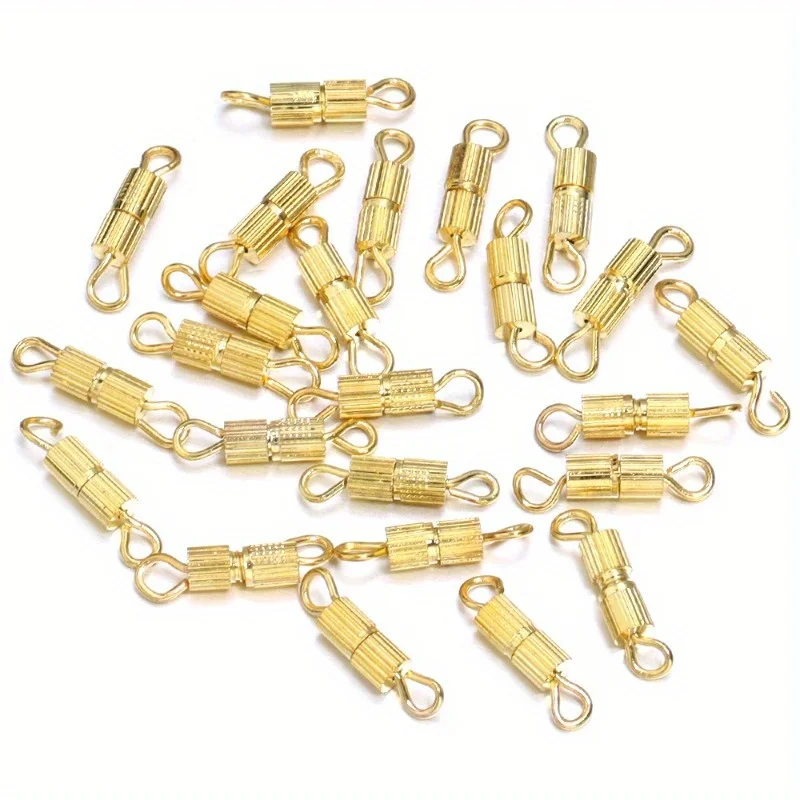 ตัวล็อคสร้อยข้อมือ/สร้อยคอแบบเกลียว 10 ชิ้น ลายทาง ตัวล็อคแบบเกลียวแนวตั้ง อุปกรณ์ทำเครื่องประดับ DIY