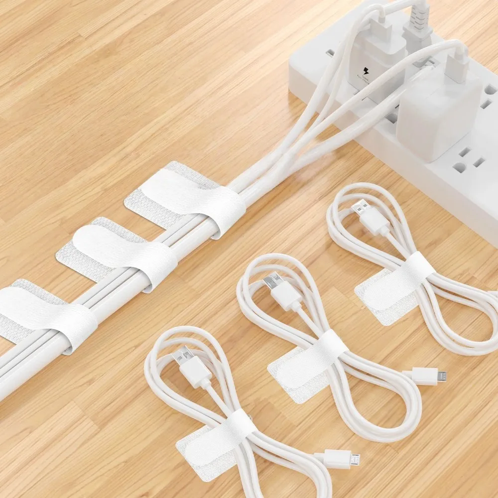 10pcs Self-adhesive Nylon Cable Tie Reusable Cable Organizer Cord Rope Holder Adjustable Suitable for Office Home Wire Storage