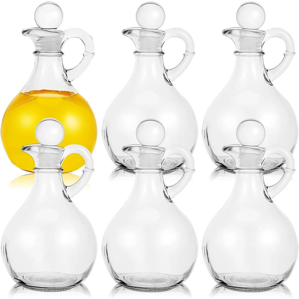 Oil and Vinegar Cruet Set Glass Oil and Vinegar Dispenser with Airtight Stopper, Glass Condiment Container for Homemade Oil