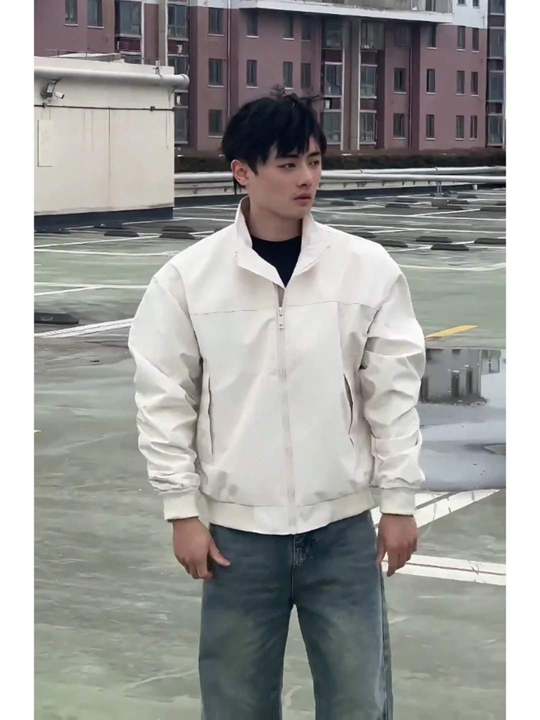 

Cleanfit Harlington Men's Workwear Jaet Spring Autumn Outdoor Tee-Proof Hard Sle Stand Collar Coat Polyester Fiber