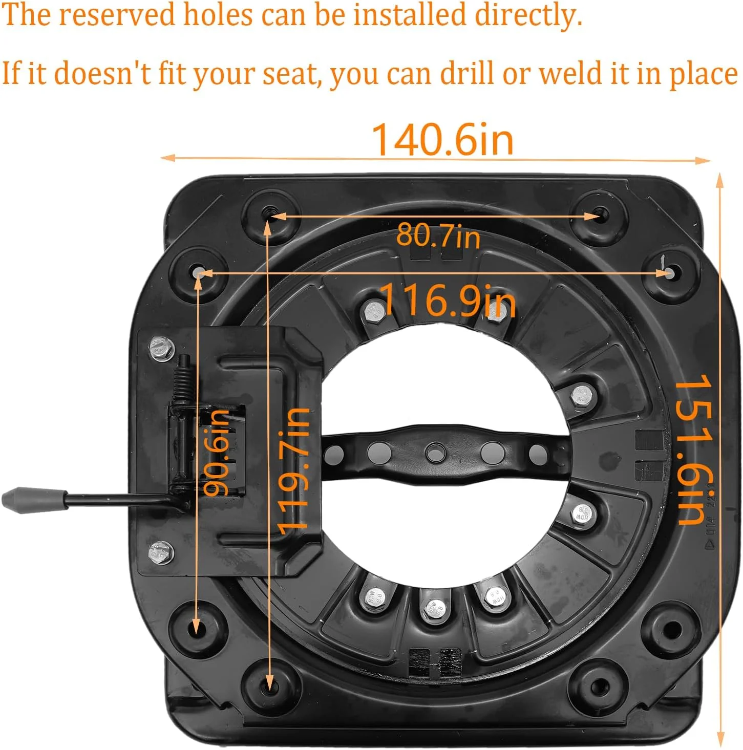 Base pivotante de siège robuste, base de siège pivotante en plaque d'acier de 3,0 mm rotative à 360 degrés pour camping-car, camping-car, bateau, camion, bus