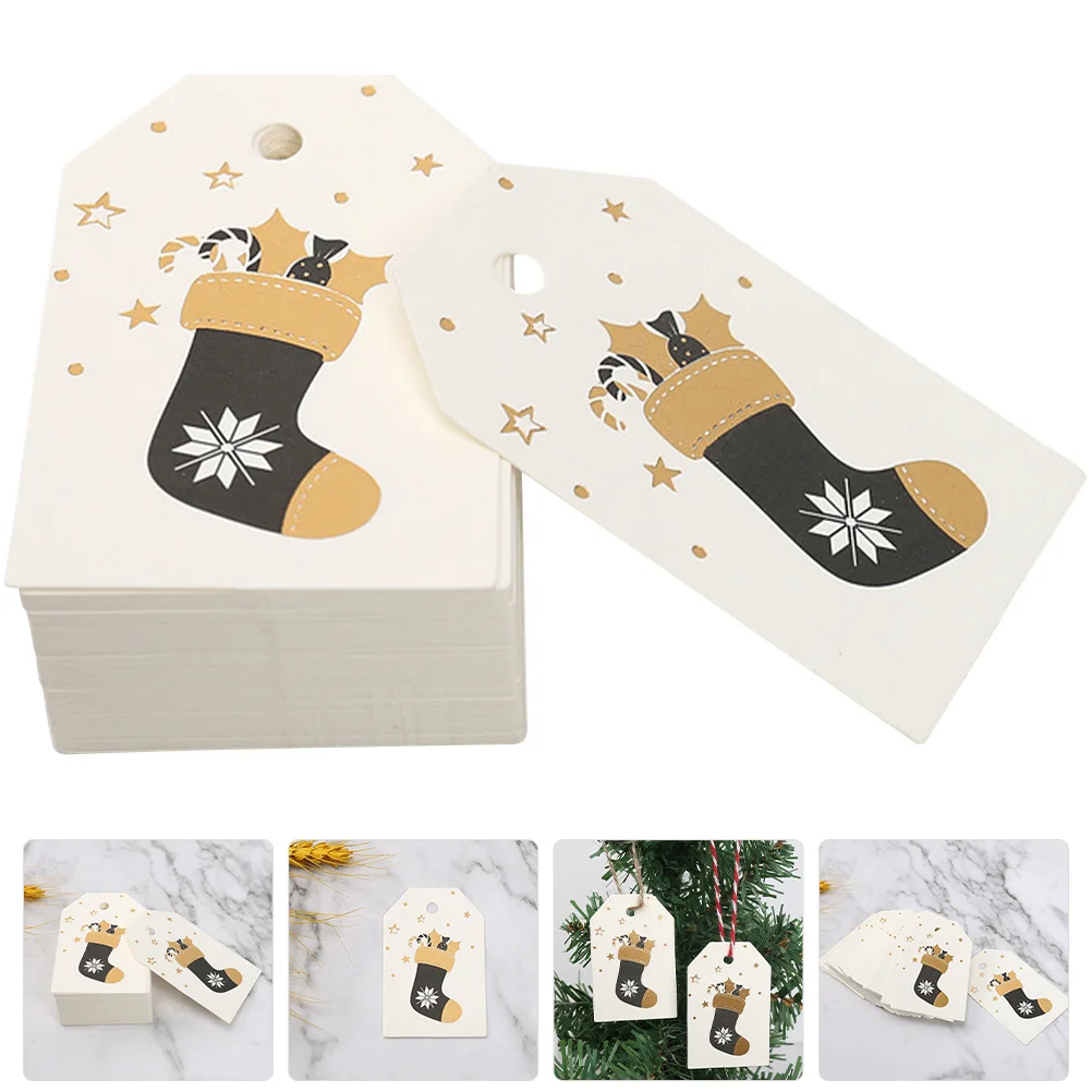 

100Pcs Christmas Stocking Hanging Tags Lightweight Paper Decorations Xmas Party Gift Tags for Crafts Festive Hanging Decors