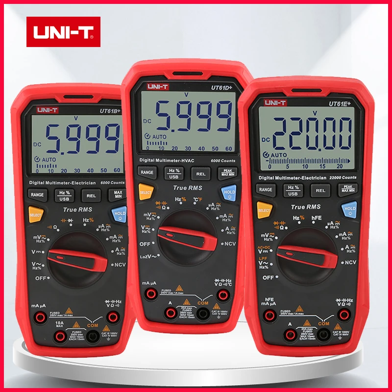 UNI-T UT61B UT61D UT61E Plus Smart Multimeter Digital Professional Multi Meter 22000 Counts AC DC Ammeter Voltmeter Multitester