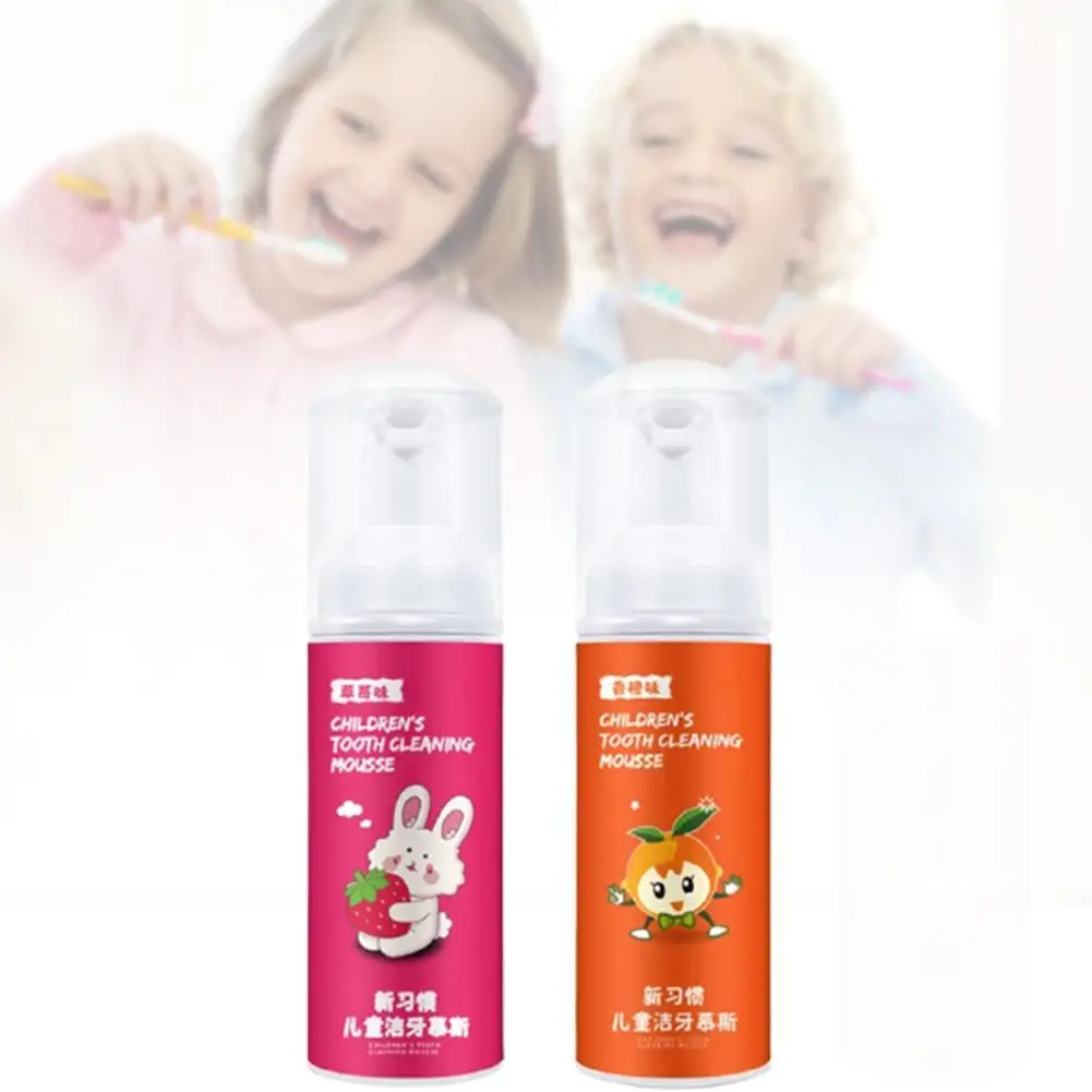 60ml Children's Toothpaste Children Can Swallow Mousse Daily Household Strawberry Toothpaste Orange Necessities Foam L4W3