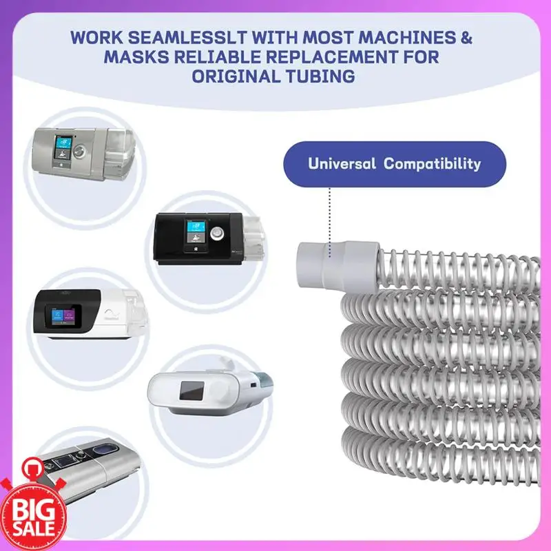 Big Deal 6-Foot Universal CPAP Tubing -With Most Machines & Masks, 19Mm CPAP Hose - 22Mm Connectors, Odor-Free, 2-Pack