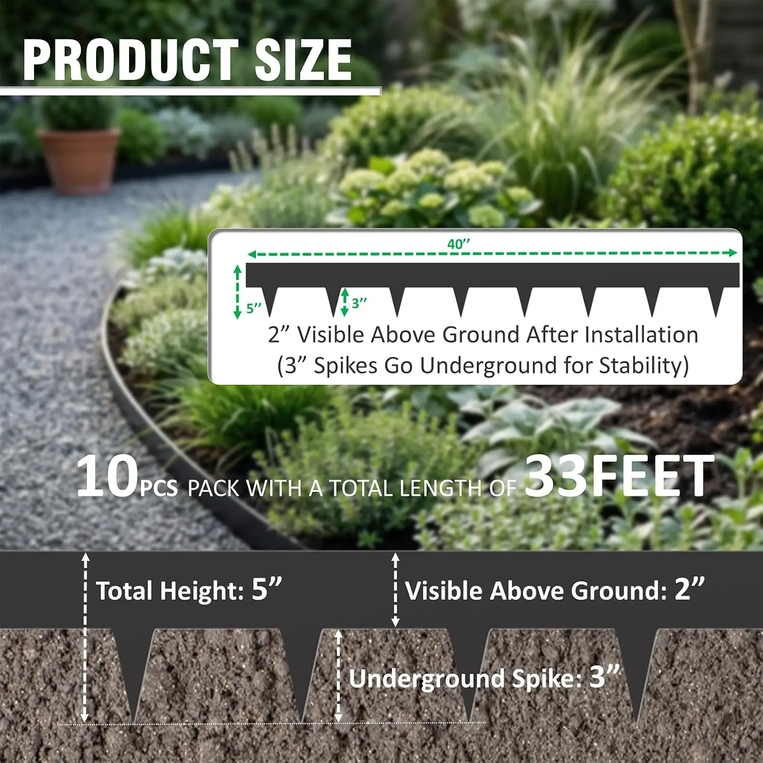 33ft. Galvanized Steel Landscape Edging (10-Pack) – 40