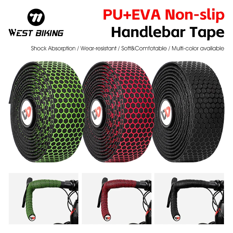 

WEST BIKING Cycling Handlebar Tape Anti-slip Thick Shockproof EVA Handle Bar Strap With Wrap End Plug MTB Road Bike Accessories