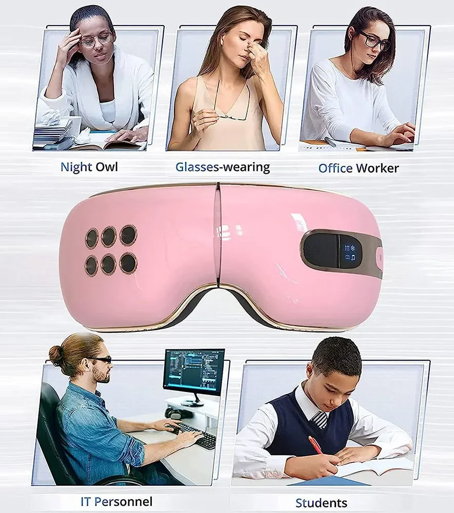 2024 جديد بلوتوث الموسيقى الذكية الكهربائية العين مدلك مع الحرارة الساخنة والباردة وسادة هوائية ذكية الاهتزاز العين الشحن السريع