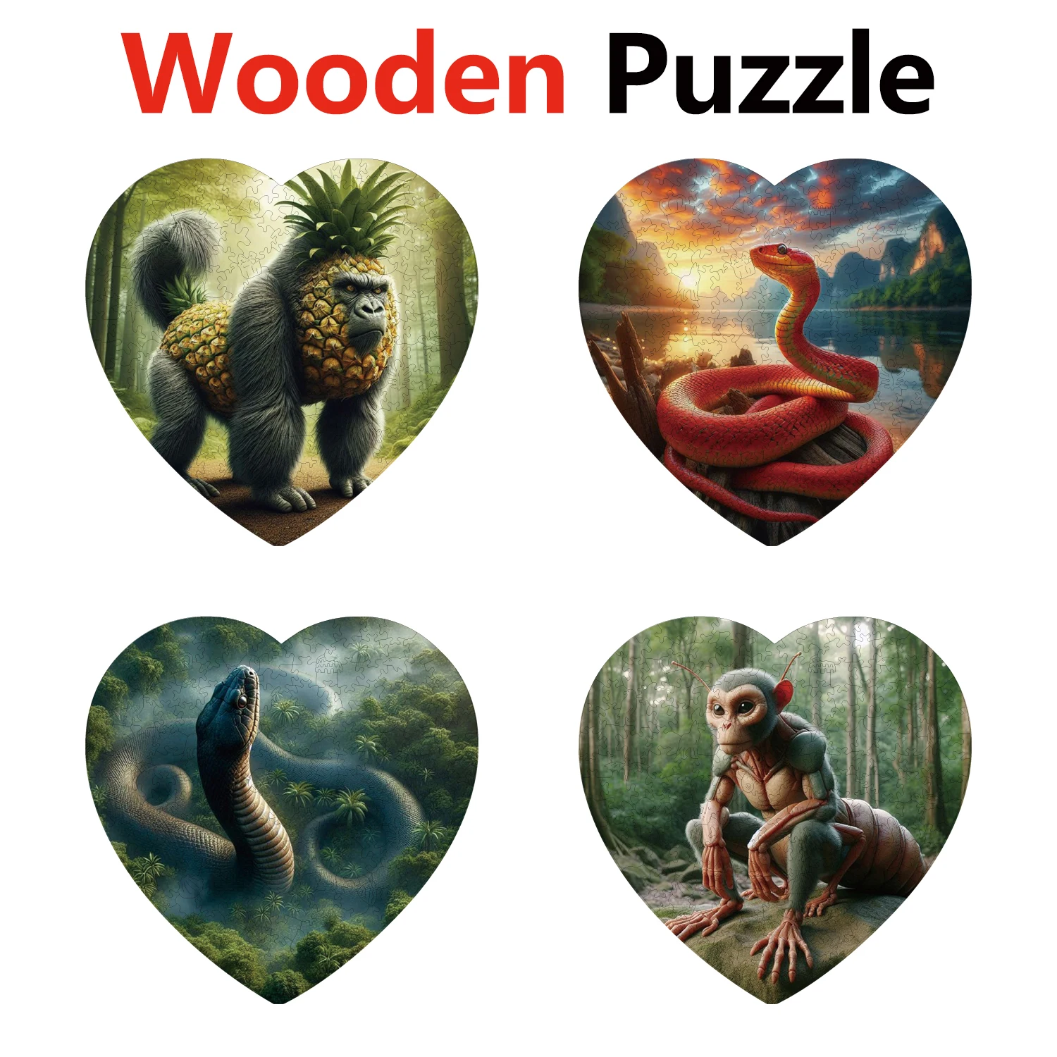 

Chimpanzee Snake Monkey Animal Puzzles High Quality Jigsaw Puzzle Wooden Puzzle Best Christmas Gift