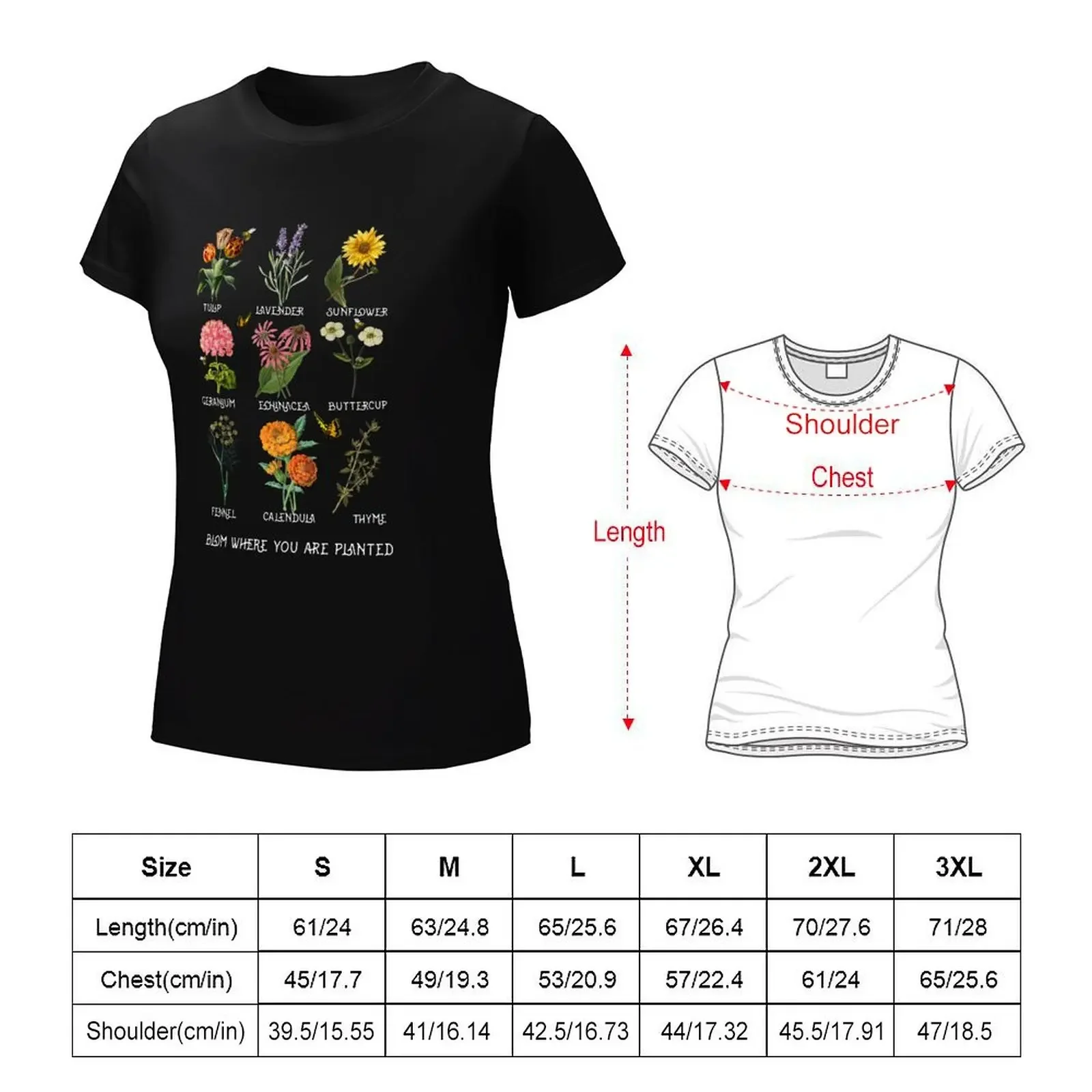 Bloom Where You Are Planted Botanican Flower Shirt T-shirt oversized Blouse t-shirt dress for Women plus size