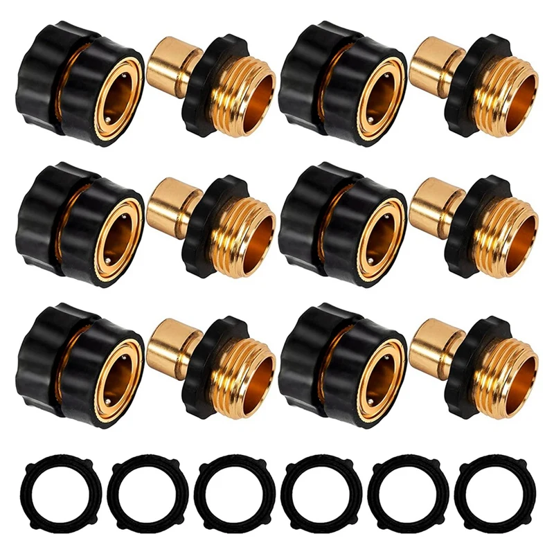 

3/4 Inch Garden Hose Quick Connect Garden Hose Fittings Male And Female Water Quick Release Hose Connector,6 Set