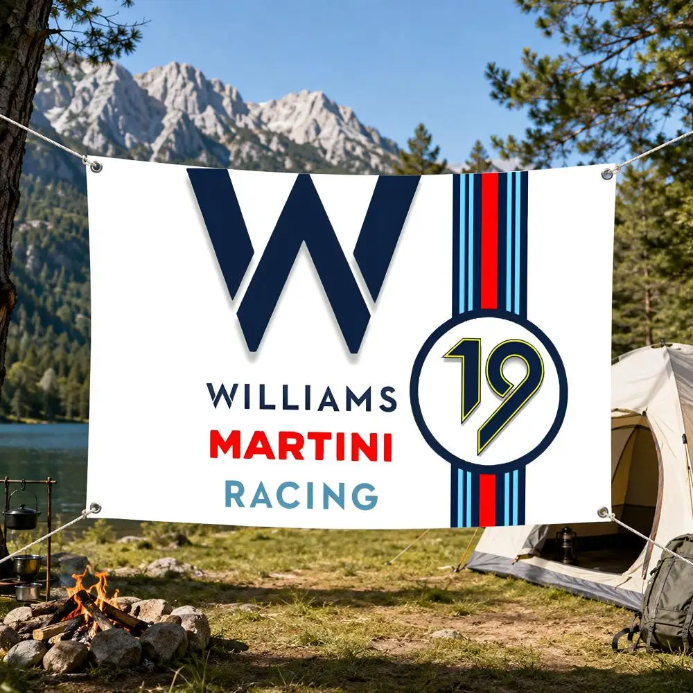 Mar-tini Williams Racing Flags Aesthetic Wall Tapestry Printed Wall Hanging Living Room Party Outdoor Decor
