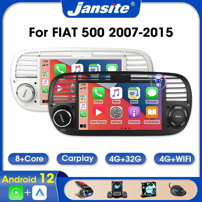 

Janiste 7" Android 12 Car Radio For Fiat Abarth 500 2007-2015 Multimedia Player Wireless Carplay Wired Auto Stereo DVD 4G+Wifi