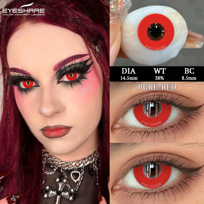 EYESHARE 2pcs Cosplay Contact Lenses Halloween Colored Lenses for Eyes Yearly Beautiful Pupil Black Lenses White Eye Contacts
