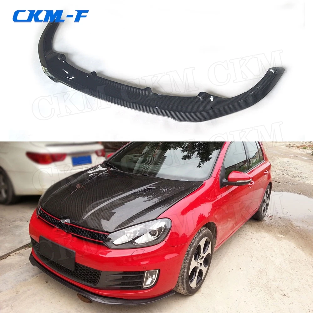 Carbon Fiber Front Lip Aprons Spoiler For Volkswagen VW Golf 6 VI MK6 GTI 2010-2013 FRP R Style Bumper Protector Car Styling