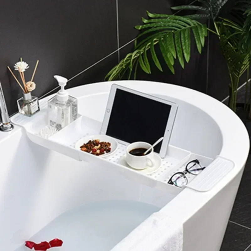 Bathroom Portable Tools Bathtub Shelf Extendable Bathtub Tray Shower Caddy Bamboo Bath Tub Rack Towel Holder Storage Organizer