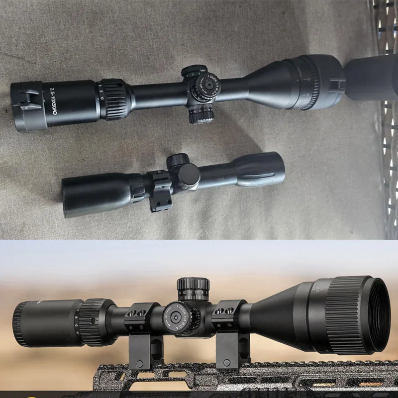 

2.5-10X50 Rifle Scope Medium Range Scope with Red/Green Illuminated Mil-dot Reticle and Front Parallax Adjustment 1 inch Tube