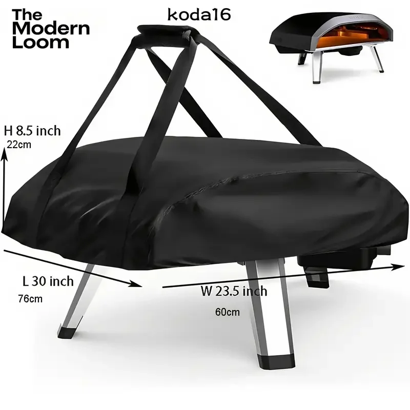 غطاء فرن البيتزا - واقي فرن البيتزا المحمول في الهواء الطلق مع إغلاق برباط قابل للتعديل، إغلاق بسحاب عالي التحمل