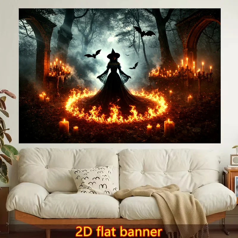 1pc of a Trendy 2D Flat Printed Wall Hanging, Featuring Mystical, Fiery, And Enchanted Designs. It Boasts Colorful Aesthetics, Perfect for Enhancing The Ambiance of a Living Room