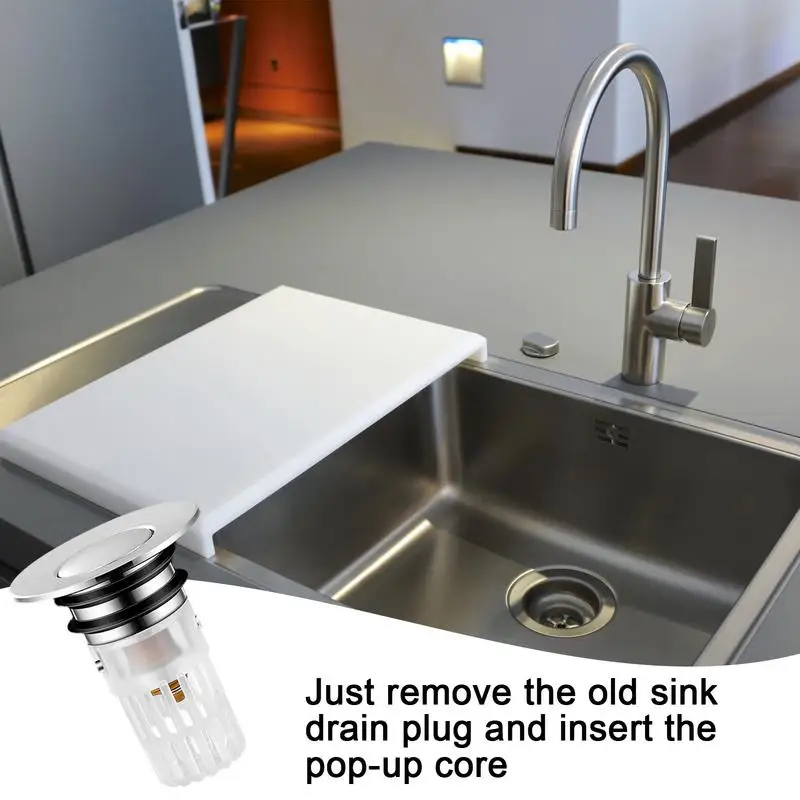 Pop Up Drain Filter Bathroom Sink Anti-Clogging Basin Press Filter Bathroom Sink Strainer Multi-function Sink Stopper Bathroom