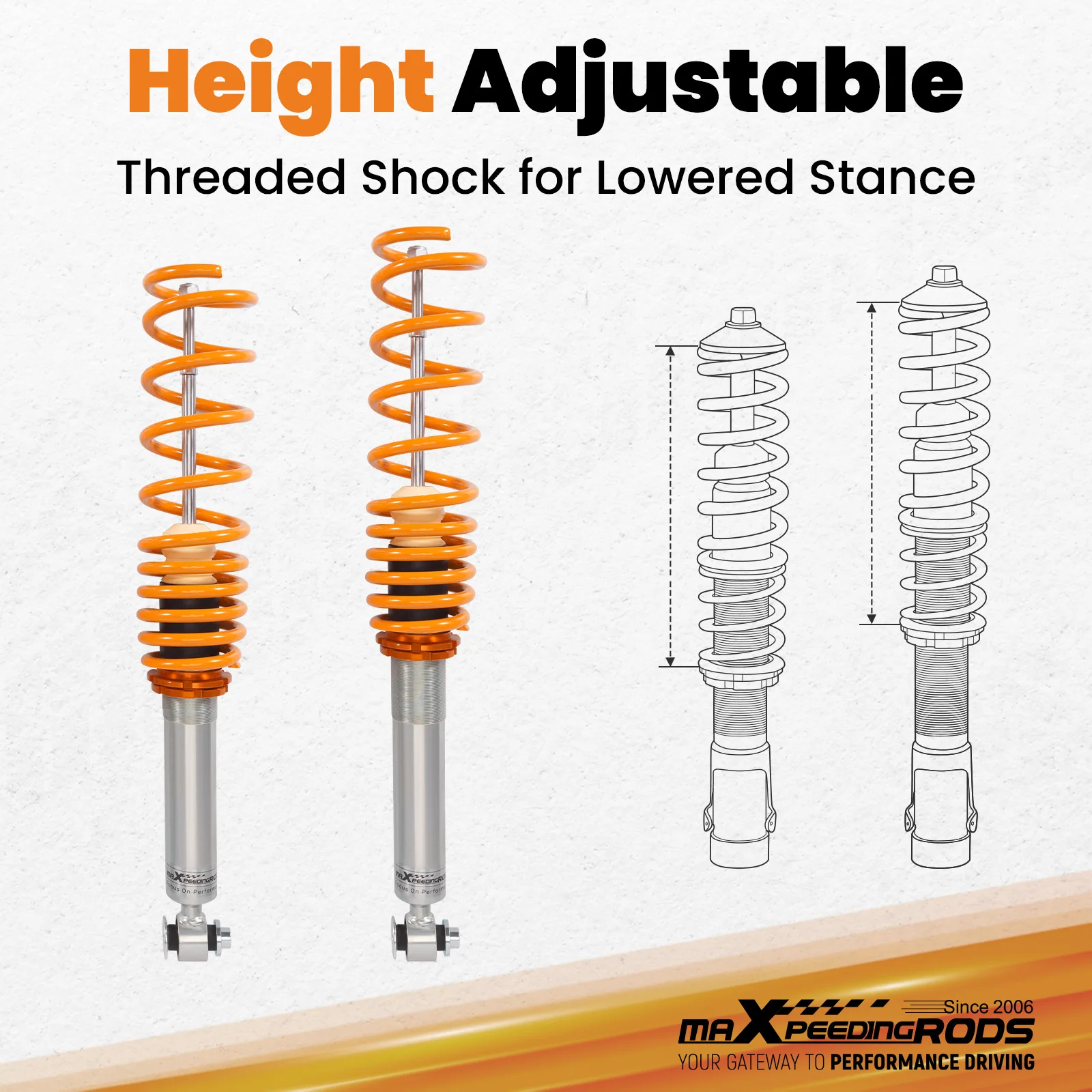 Image 4: Amortisseurs de suspension Maxpeedingrods pour BMW E34 89-95 525 530 535 540 55mm