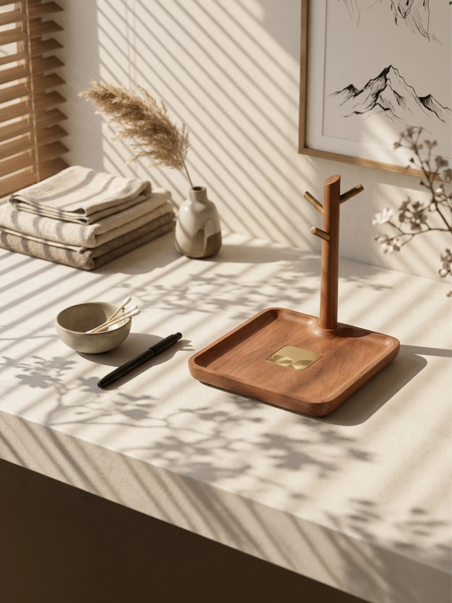 cherry-wood-block-forest-key-storage-tray-entrance-decor-real-wood-plate-storage-shelf-home-decoration-living-room