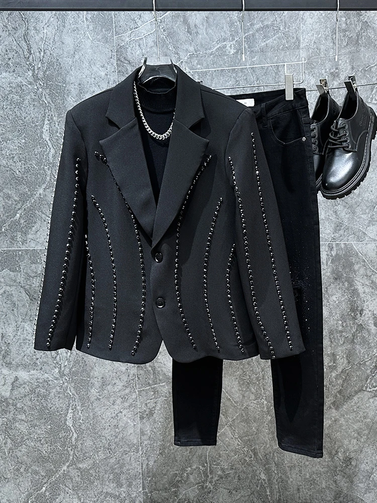 

Мужской повседневный пиджак Bla с заклепками, свободного кроя, в корейском стиле, модный, молодежный, трендовый