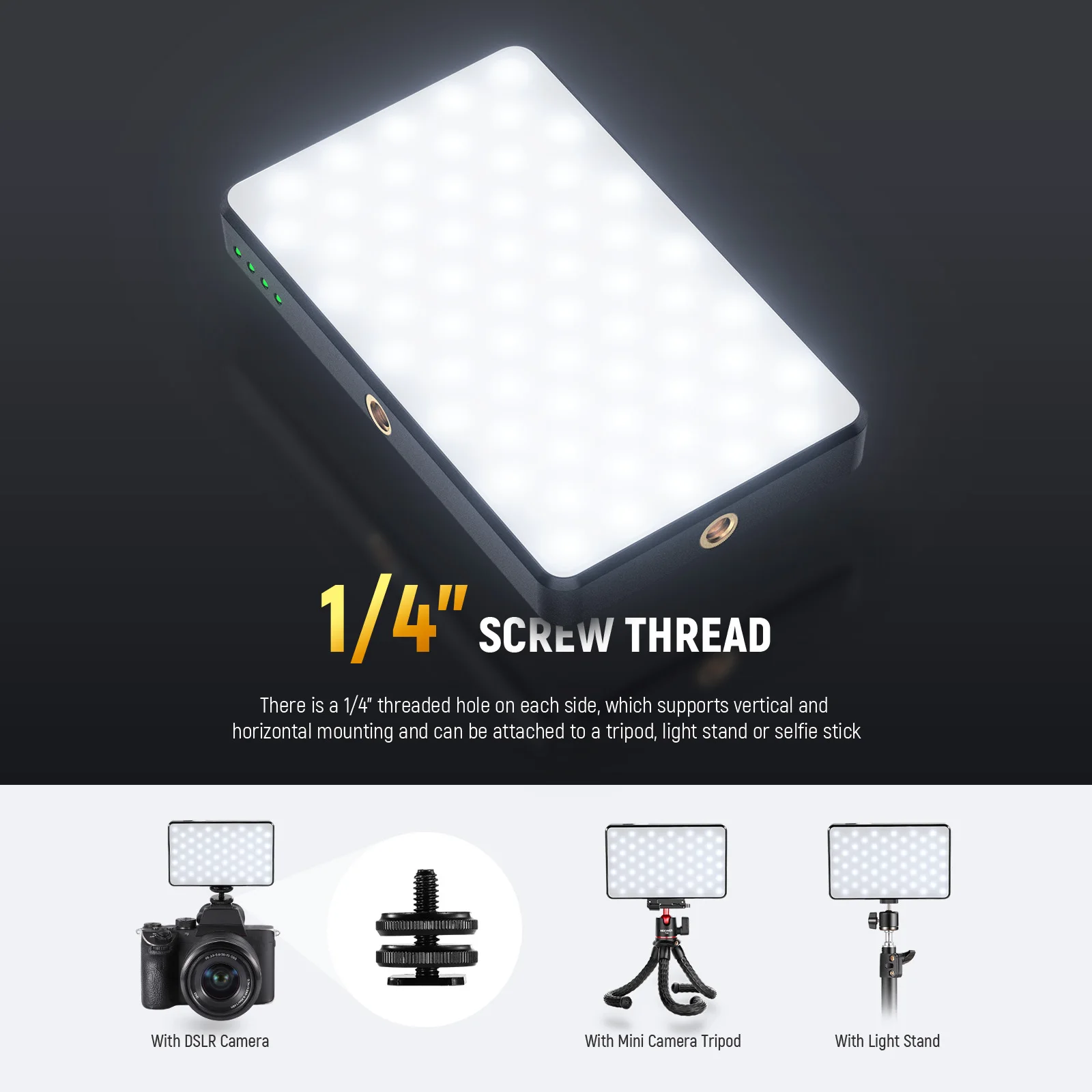 NEEWER LED-Selfie-Telefonlicht, wiederaufladbares 2500–9000 K Clip-on-Fülllicht, CRI95+ dimmbare Videokonferenzbeleuchtung für iPhone – Detail 8
