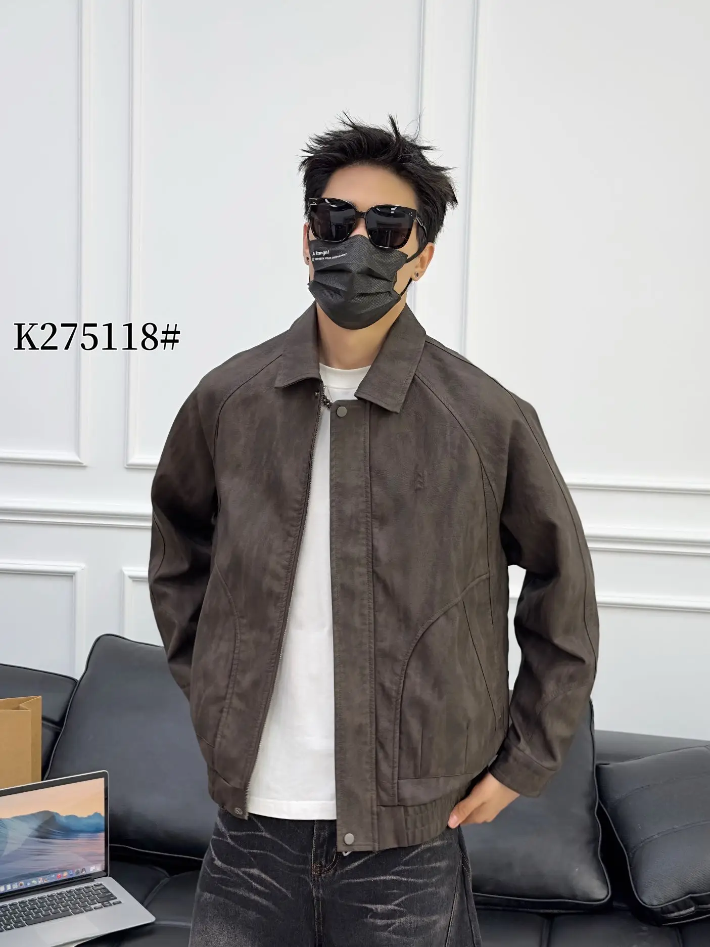 

Men's PU Leather Jaet Coat Deep Autumn Initial Season 2025 New High-End Simulation Leather Jaet Men's Faion Outerwear
