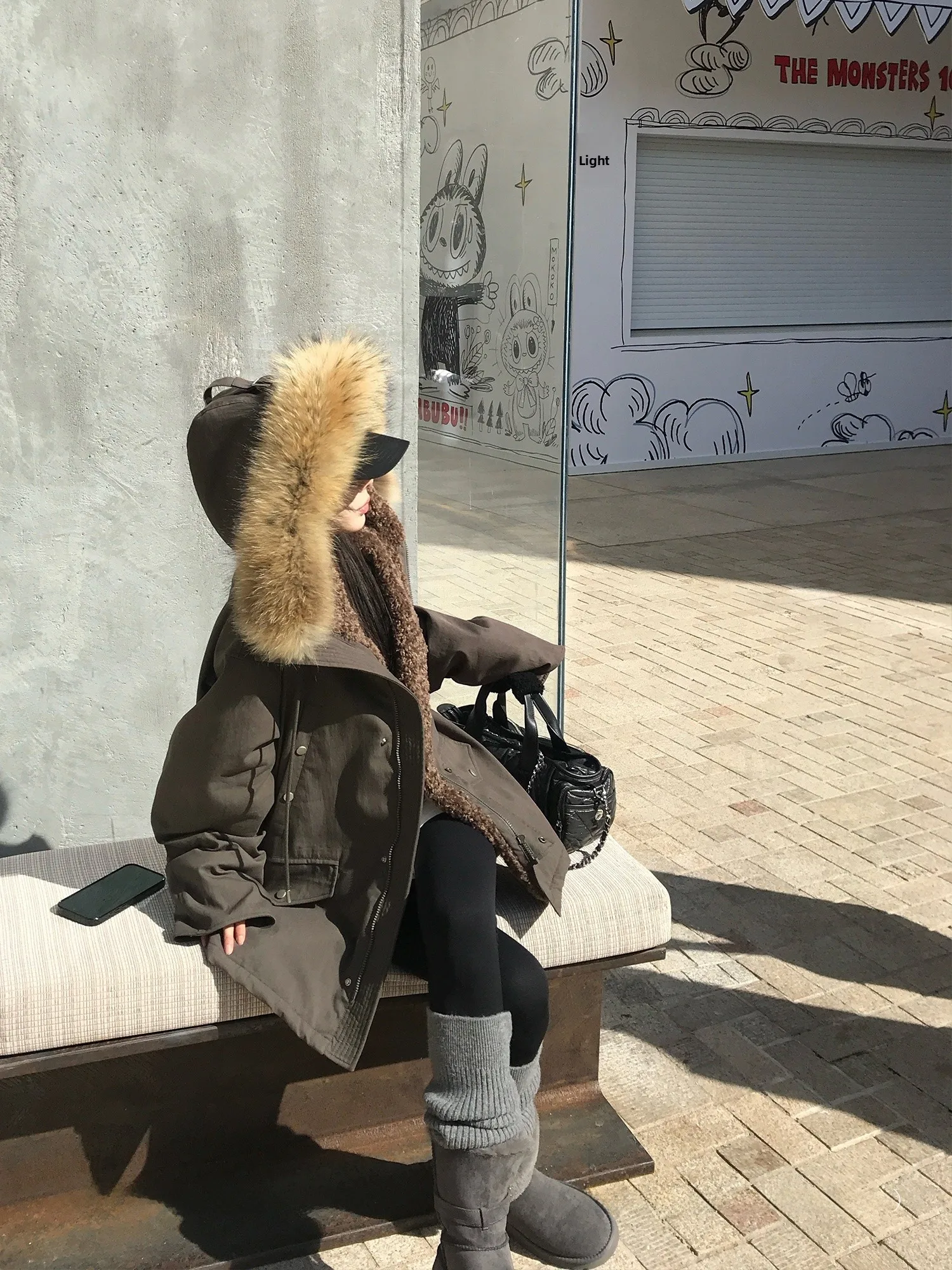 

Warm Fce Lined Parka Coat Women's Winter Cold Proof Outerwear V-Ne Zipper Closure Long Sve Loose Fit Cotton Jaet