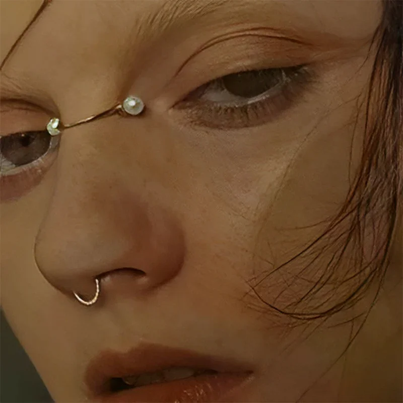 Punk Style Retro No-Piercing Nose Clip Unique And Creative Faux Pearl Nose Accessories