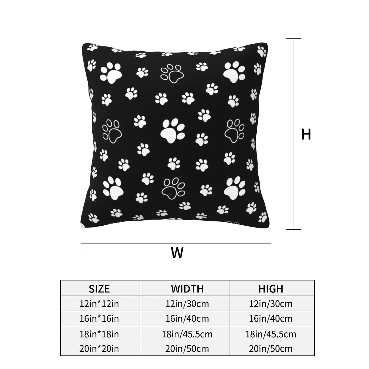 Dog Paw Square Pillowcase Pillow Cover Cushion Zip Decorative Comfort Throw Pillow for Home Bedroom