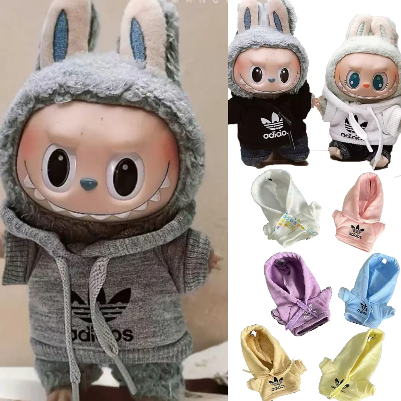 

15 17cm For Labubu Doll Sports Suit Dopamine Sweatshirt up Clothes Set Clothing Designer Outfit Change Clothing Accessories