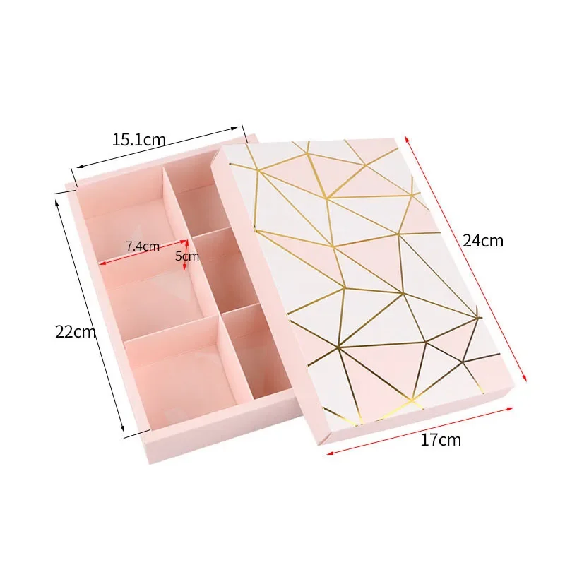 8 Grids Candy Cookie Dessert Packaging Boxes 5Pcs Kraft Paper Macaron Chocolate Biscuit Boxes Gifts Packaging Box Wedding Supply