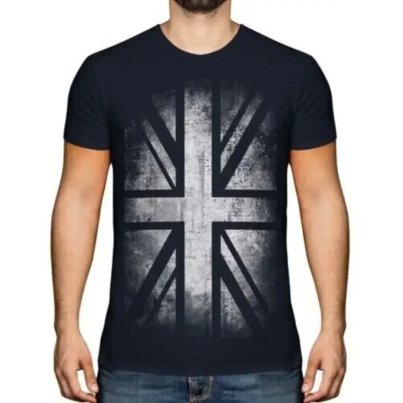 Union Jack Verblaßte Flagge Herren T Shirt Top Großbritannien GB Team Aufdruck