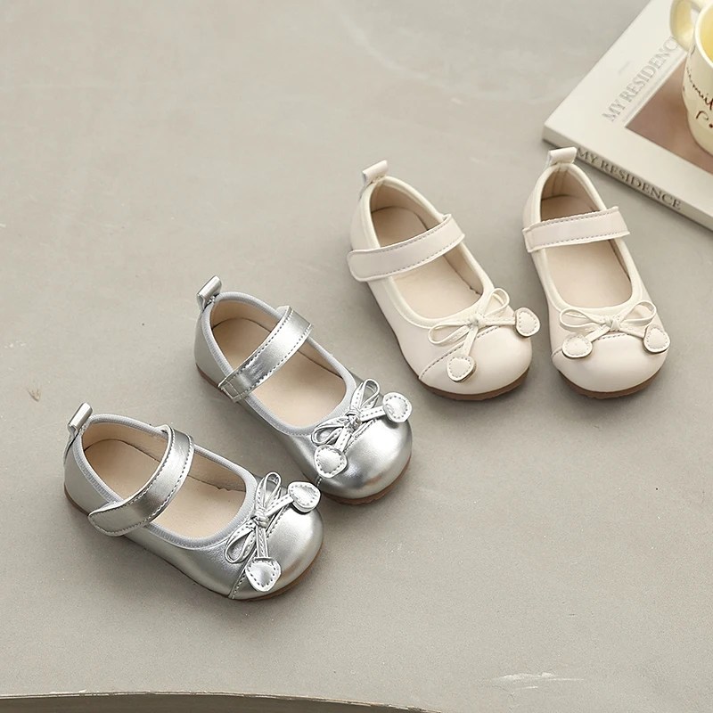 

2025 Winter New Children's Shoes Sweet Bow Fashion French Soft Bottom Elegant Lace Exquisite Flat Casual Shoes