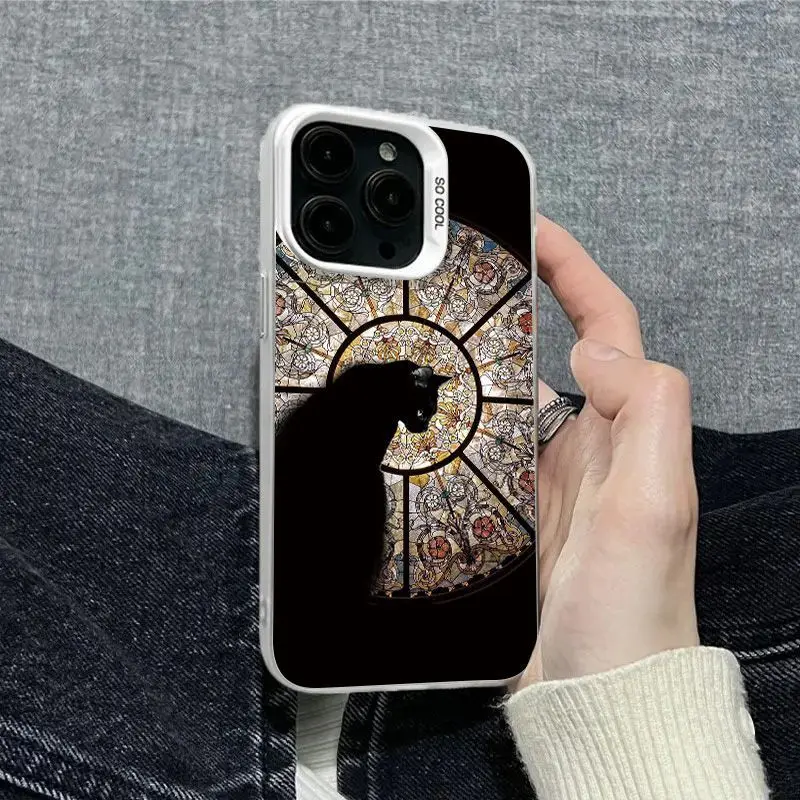 Church Black Cat Phone Cases for iPhone 16 Pro Max Case iPhone 11 13 12 14 15 Pro Mini XR XS Max 7 8 Plus SE2 Shockproof Cover