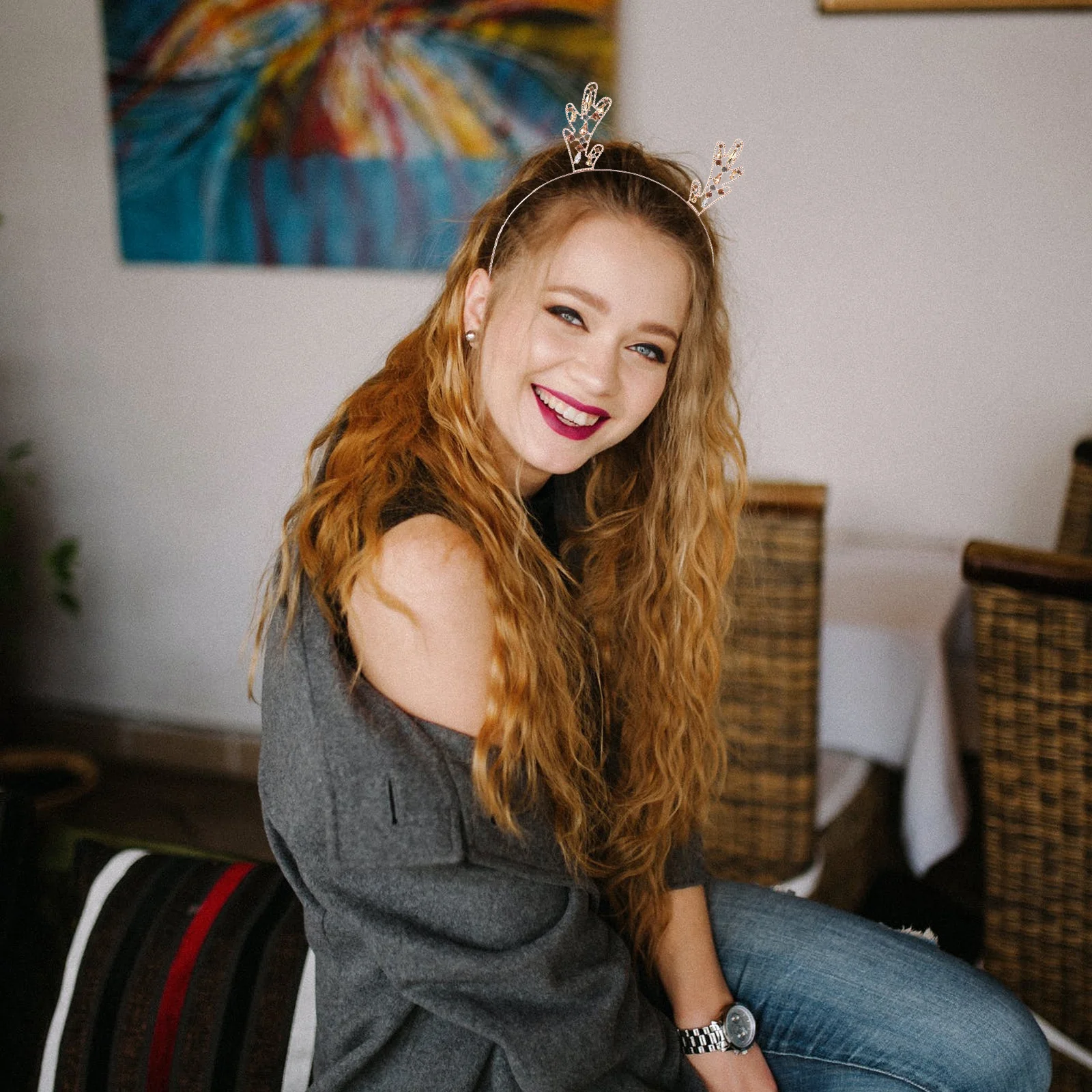 

2Pcs Reindeer Antler Headband Exquisite Rhinestone Design Lightweight Comfortable Christmas Gift Antler Hair Hoop