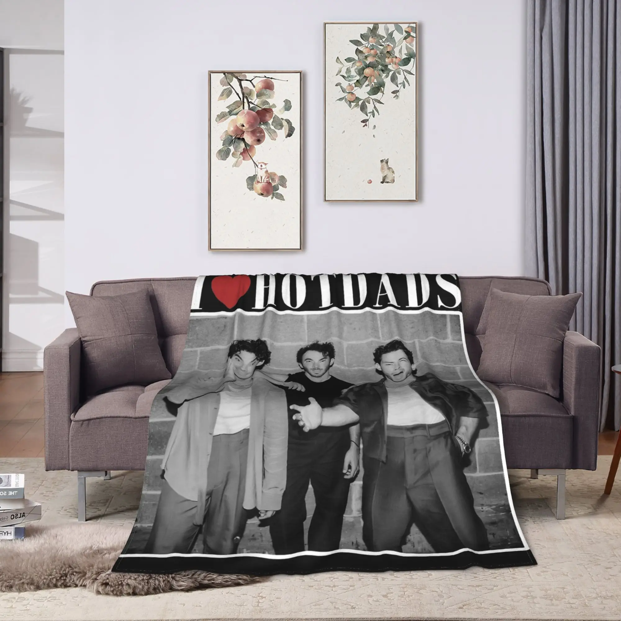I Love Hot Dads Jonas Brothers Soft Blankets  Children Plush Throw Blanket Funny Couch Chair Flannel Bedspread Sofa Bed Cover