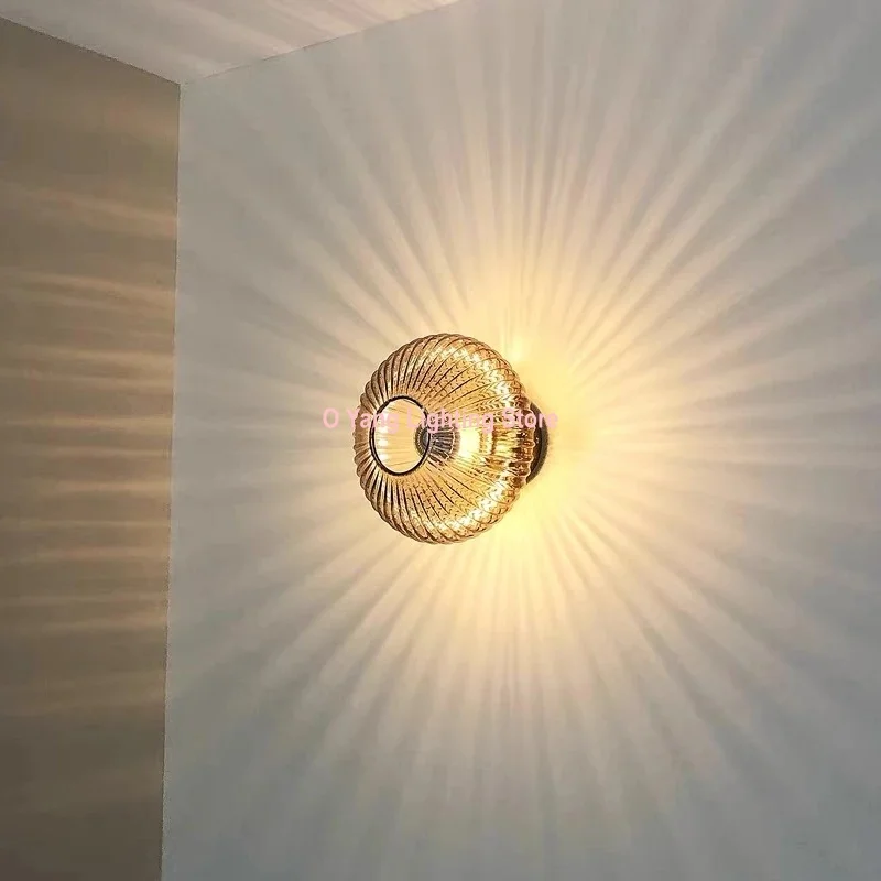 Glass Led Wall Lamp Ceiling Light Nordic Parlor Background Hotel Bedroom Bedside Atmosphere Light Indoor Ligthing Warm Light