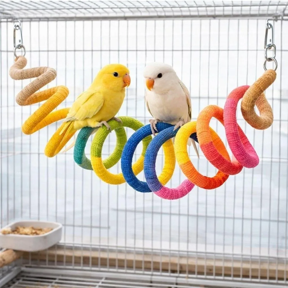 Hanging / Suction Cup Birds Rotating Tunnel Non-slip Cotton String DIY Bendable Perch for Birds Easy To Install Chew-Proof
