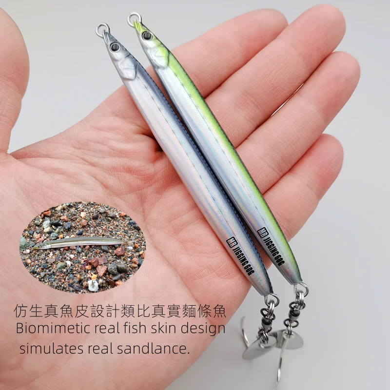 Mr JigginG 생체 모방 샌들랜스 메탈 지그 30g 40g 60g 80g 100g 120g 스페인 고등어 루어 카츠오 패스트 헤어테일 낚시 미끼