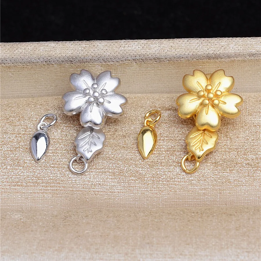 Flower Leaf Shape 925 Sterling Silver Necklace Bracelet Clasps and Hooks Jewelry Accessory Parts Settings 3pcs/lot