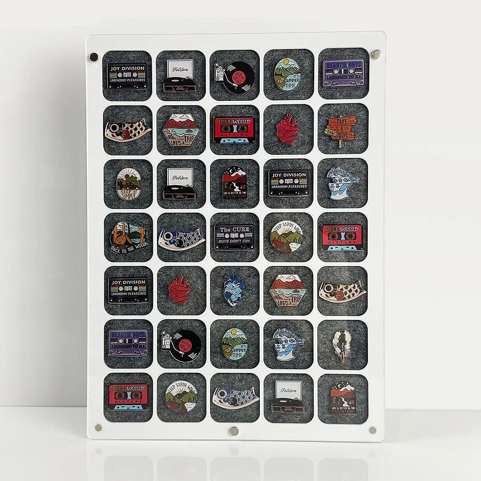 Pin Display Organizer Bingkai Papan Akrilik Bening untuk Lencana, Kancing Manset, Pita Lambang Koleksi Penggemar Pin, Pin Enamel
