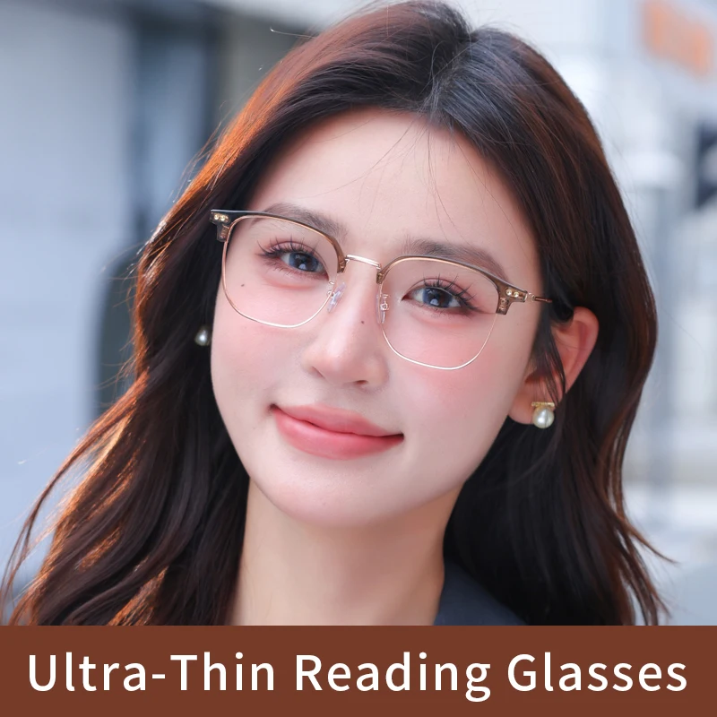 

Anti Blue Light Ultra-Thin Reading Glasses Fashion Trendy Women's Eyeglasses Female Readers Frame Prescription with Diopter +6.0