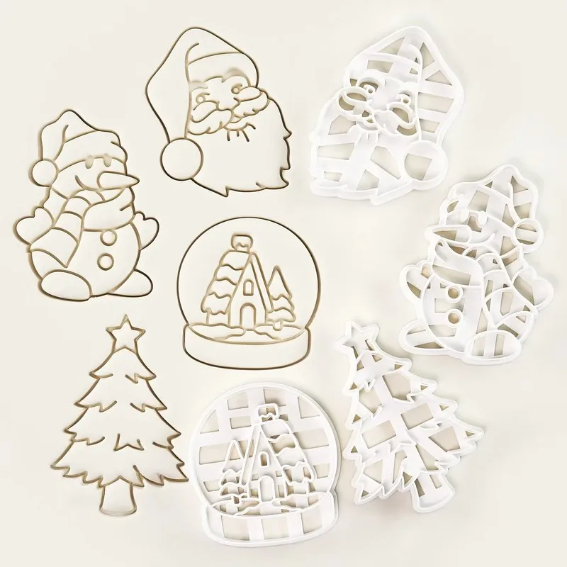 Christmas Cookie Cutter Gingerbread Man Santa Claus Mold Stamp Kids Christmas Party Embosser Biscuit Mould Baking Decor Supplies